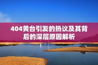 404黄台引发的热议及其背后的深层原因解析