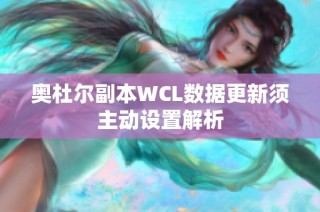 奥杜尔副本WCL数据更新须主动设置解析