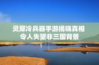 灵犀冷兵器手游揭晓真相 令人失望非三国背景