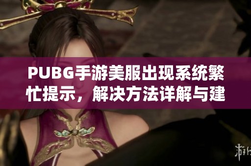 PUBG手游美服出现系统繁忙提示，解决方法详解与建议