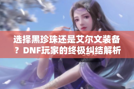 选择黑珍珠还是艾尔文装备？DNF玩家的终极纠结解析