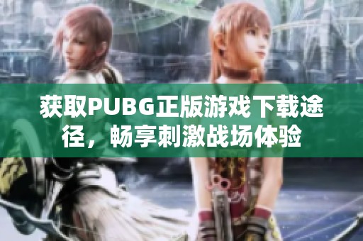 获取PUBG正版游戏下载途径，畅享刺激战场体验