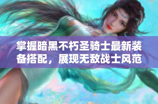 掌握暗黑不朽圣骑士最新装备搭配，展现无敌战士风范