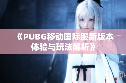 《PUBG移动国际服新版本体验与玩法解析》