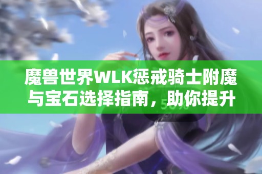 魔兽世界WLK惩戒骑士附魔与宝石选择指南，助你提升输出与战斗力